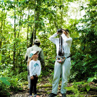 People birdwatching in the Amazon