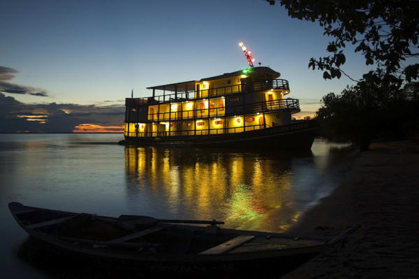 Amazon Dream's 10-Day Amazon & Tapajos Rivers Cruise Itinerary Day Eight - Cruise at night.