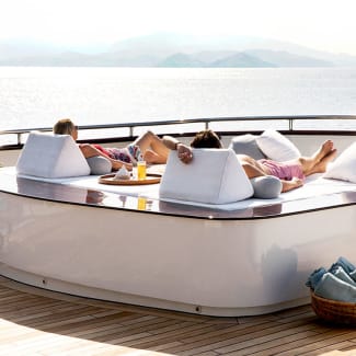 Peopla on the sun beds