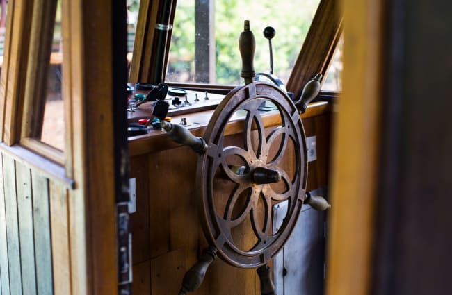 Steering wheen on the bridge