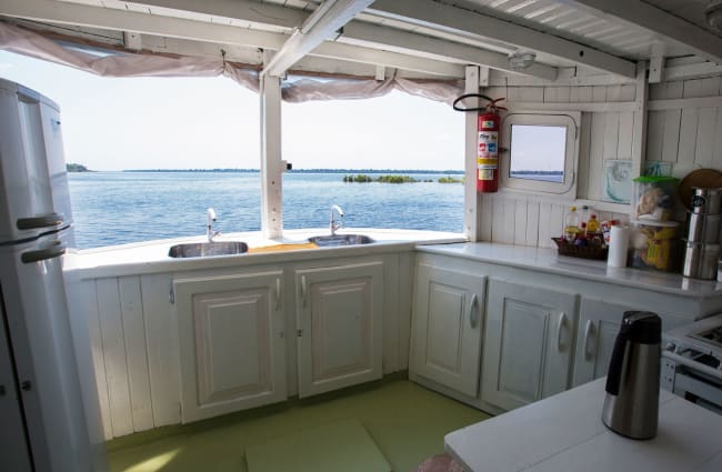 Kitchen with a river view